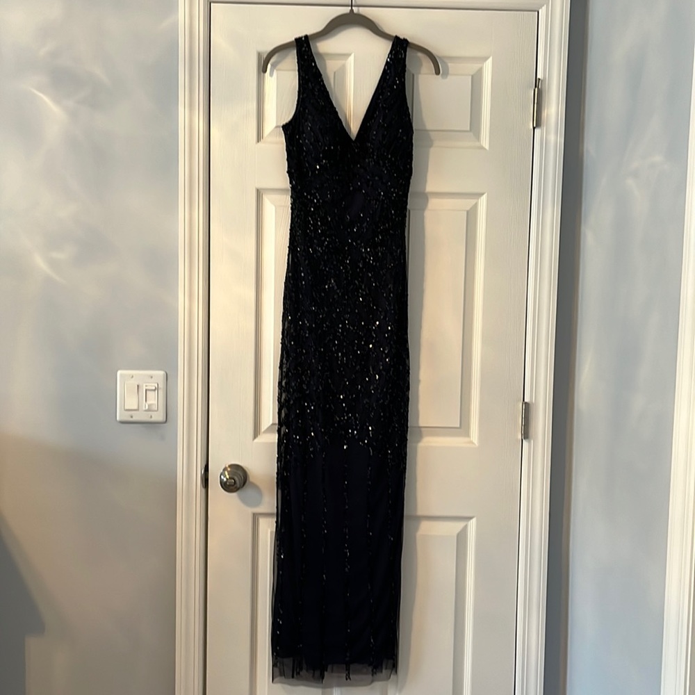 Midnight Blue Sequined Gown worn once